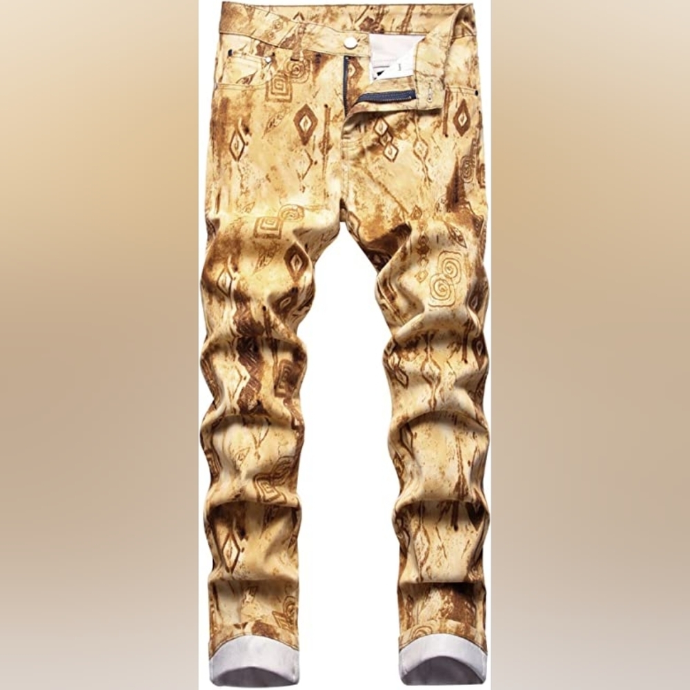 New Mens Painted Designer Slim Fit Jeans Multiple Sizes